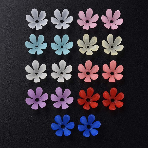 

PandaHall Transparent Acrylic Beads, Frosted, Flower, Mixed Color, 19x17x10mm, Hole: 3mm, about 764pcs/500g Acrylic Flower Multicolor