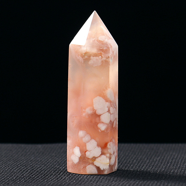 

PandaHall Tower Natural Cherry Blossom Agate Display Decoration, Healing Stone Wands, for Energy Balancing Meditation Therapy Decors...