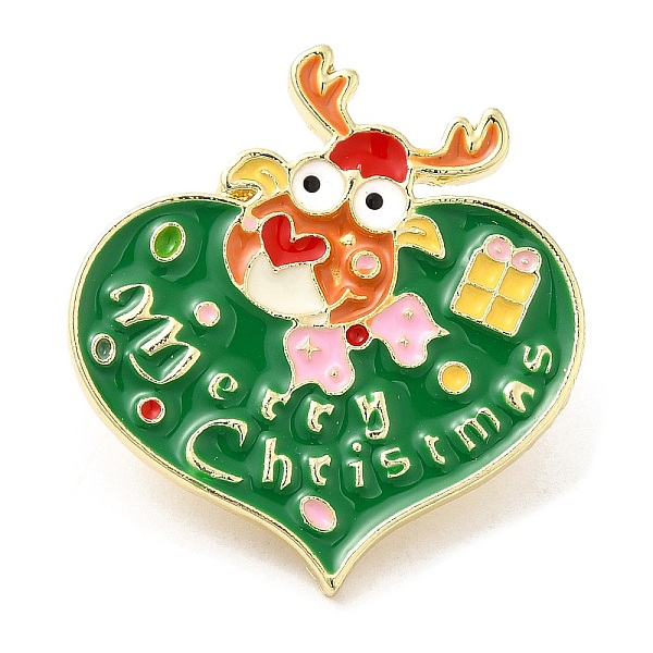 

PandaHall Christmas Theme Enamel Pins, Light Gold Alloy Badge for Backpack Clothes, Deer, 29x27x2mm Alloy+Enamel Deer Green