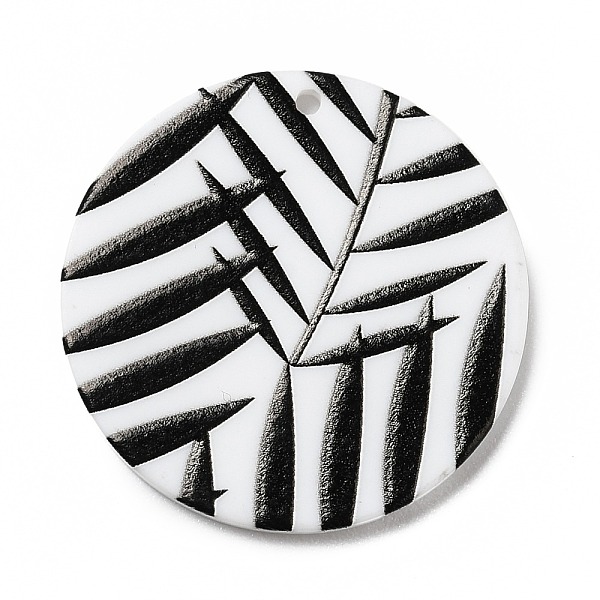 

PandaHall Opaque Acrylic Pendants, for DIY Earring Accessories, Flat Round with Leaf, Black, 29.5x2mm, Hole: 1.6mm Acrylic Flat Round Black