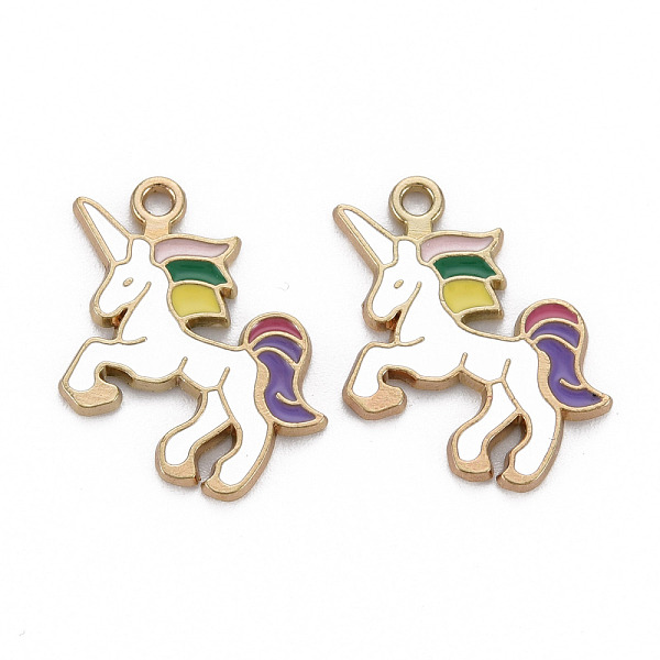 

PandaHall Alloy Enamel Pendants, Light Gold, Cadmium Free & Nickel Free & Lead Free, Unicorn, Purple, 24x17.5x1.5mm, Hole: 1.6mm...