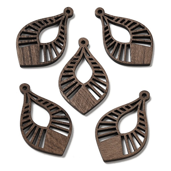 

PandaHall Walnut Wood Hollow Pendants, Leaf Charms, Undyed, Coffee, 41.5x24.5x2.5mm, Hole: 2mm Wood Leaf Brown