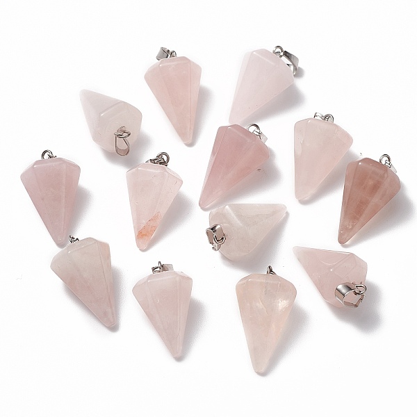 Cône / Spike / Pendule Naturel Quartz Rose Pendentifs En Pierre