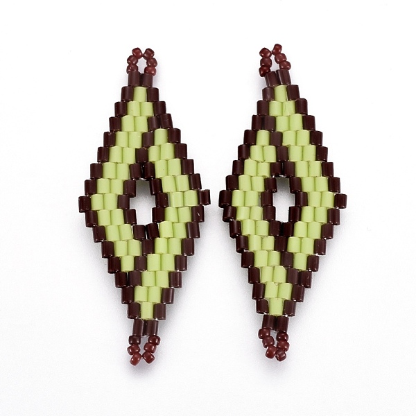 

PandaHall MIYUKI & TOHO Handmade Japanese Seed Beads Links, Loom Pattern, Rhombus, Green Yellow, 40.7~42x16.4~17x1.7~1.9mm, Hole: 1.2~1.4mm...