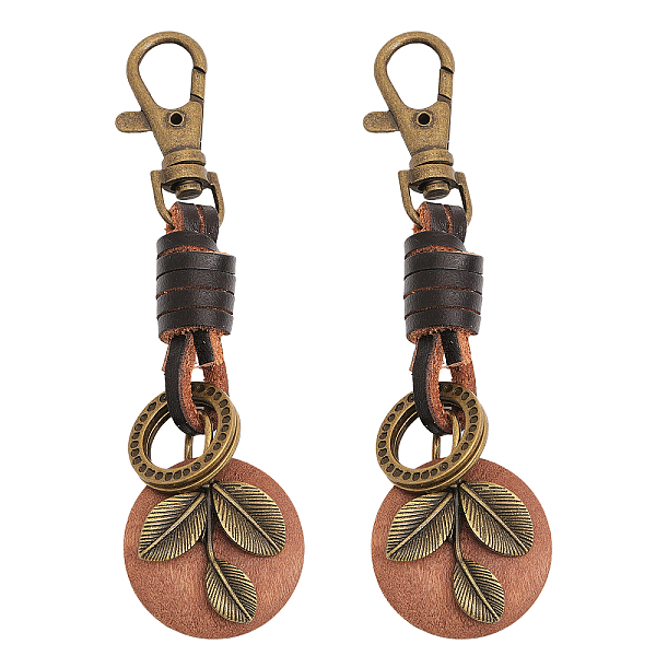

PandaHall CHGCRAFT 2Pcs Vintage Leaf Pendant Decoration, Alloy Clasp Charms, for Bag Pendant Decoration DIY Accessories, Antique Bronze..., Brown
