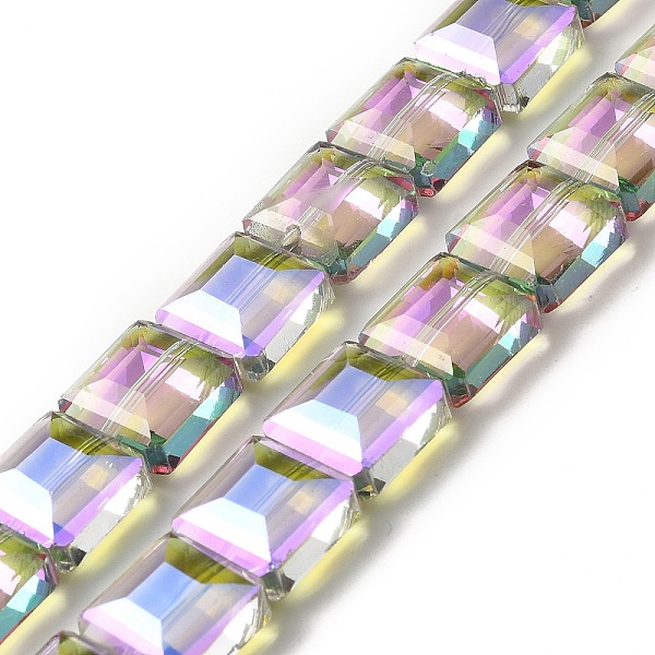 

PandaHall Transparent Electroplate Glass Beads Strands, Faceted, Half Plated, Square, Dark Slate Blue, 13x13x7mm, Hole: 1.4mm, about...
