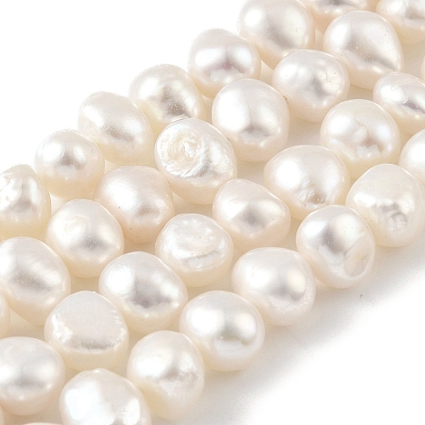 

PandaHall Natural Cultured Freshwater Pearl Beads Strands, Two Sides Polished, Cornsilk, 7~8mm, Hole: 0.5mm, about 25pcs/strand, 6.89''..., Gold