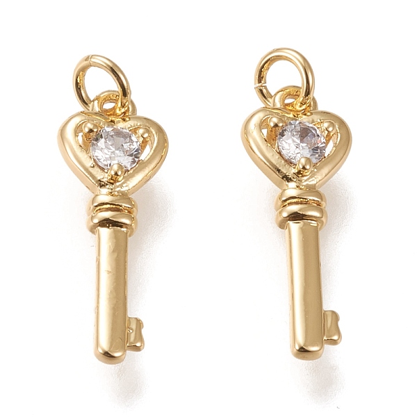 

PandaHall Brass Micro Pave Cubic Zirconia Pendants, Long-lasting Plated, Heart Key, Clear, Golden, 18x6.5x2mmJump Rings: 4x0.8mm, Inner...