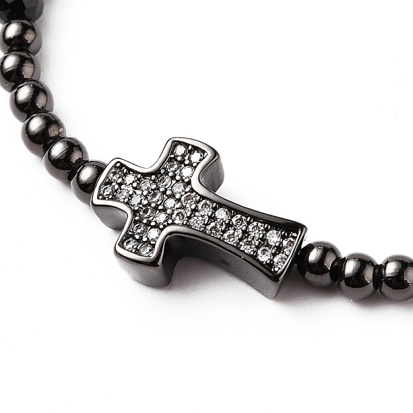 

PandaHall Adjustable Nylon Cord Braided Bead Bracelet, with Glass Seed Beads and Brass Micro Pave Clear Cubic Zirconia Cross Beads, Black...