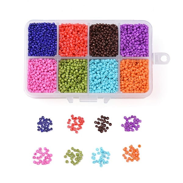 

PandaHall 12/0 Round Glass Seed Beads, Baking Paint, Round Hole, Mixed Color, 1.5~2mm, Hole: 0.5~1mm, 8colors, 24g/color, 192g/box Glass..., Multicolor