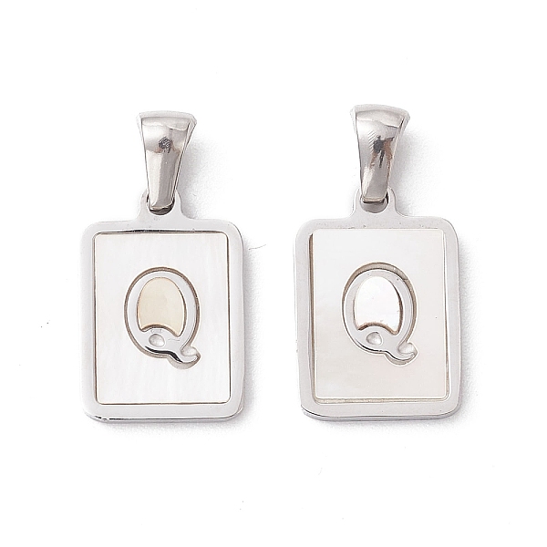 

PandaHall 304 Stainless Steel Pave Shell Pendants, Rectangle Charm, Stainless Steel Color, Letter Q, 17.5x12x1.5mm, Hole: 3x5mm Stainless...