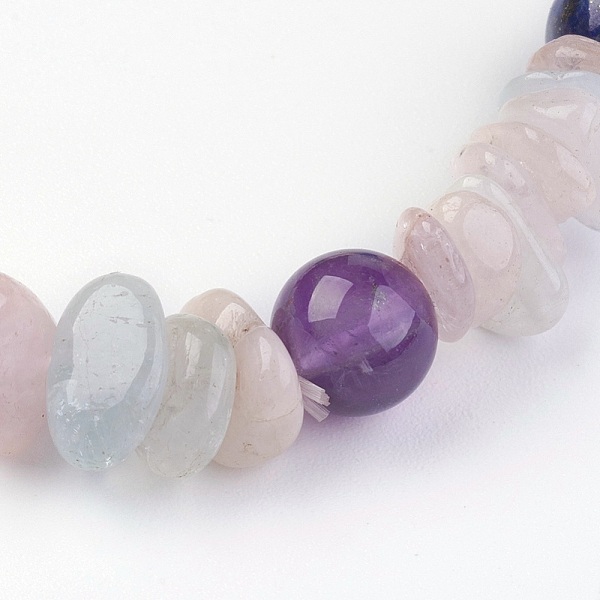 

PandaHall Chakra Jewelry Stretch Bracelets, with Natural Morganite and Natural & Synthetic Mixed Gemstone Beads, 55mm Morganite