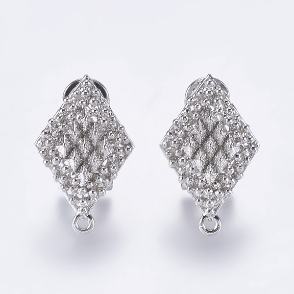 

PandaHall Alloy Stud Earring Findings, with Loop, Rhombus, Platinum, 25.5x16mm, Hole: 1mm, Pin: 0.7mm Alloy Rhombus