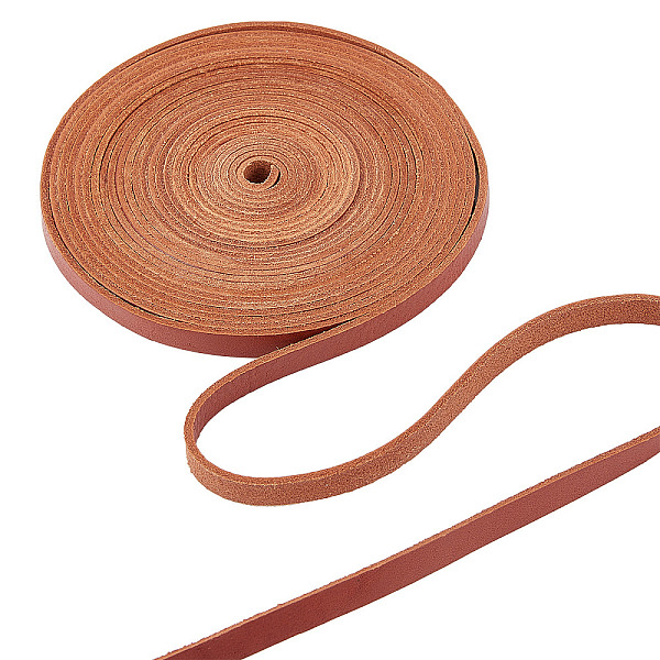 

PandaHall GORGECRAFT 5.5Yds 8mm Flat Genuine Leather Cord Natural Leather String Lace Strips Full Grain Cowhide Braiding String Roll for...