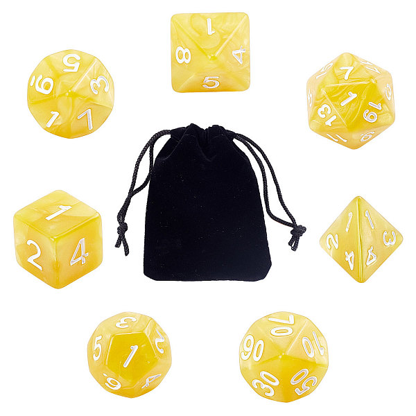 PandaHall GORGECRAFT 7 Piece Polyhedral DND Dice Set with Pouch for D & D RPG Dungeon and Dragons Table Board Roll Playing Games (Gold)...