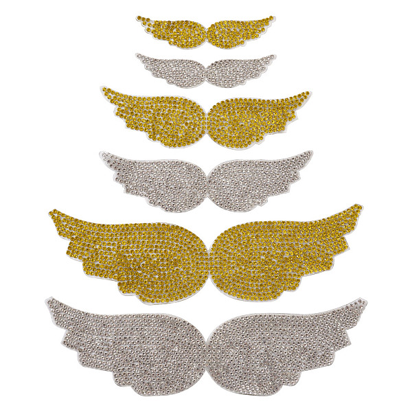 PandaHall Wing Rhinestone Patches, Iron/Sew on Appliques, Costume Accessories, for Clothes, Bag Pants, Mixed Color, 17~45x77~175mm...