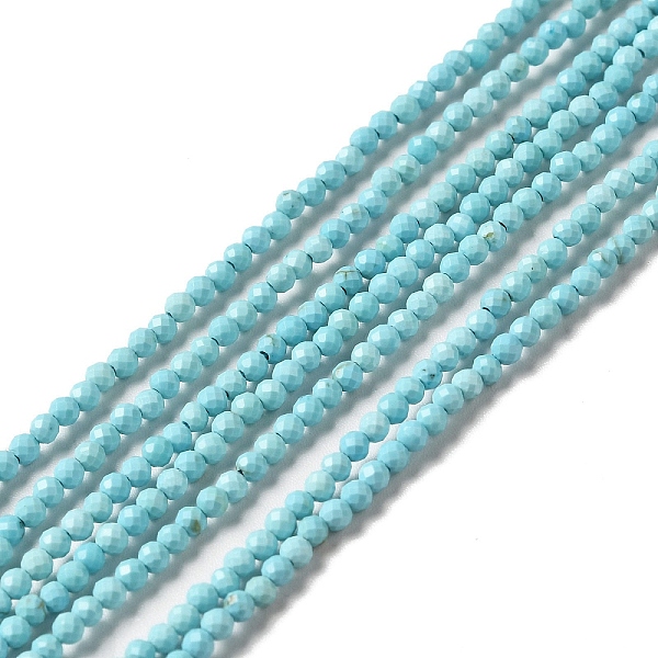 

PandaHall Natural Howlite Beads Strands, Dyed, Faceted, Round, Sky Blue, 2mm, Hole: 0.6mm, about 198pcs/strand, 15.20 inch(38.6cm) Howlite...