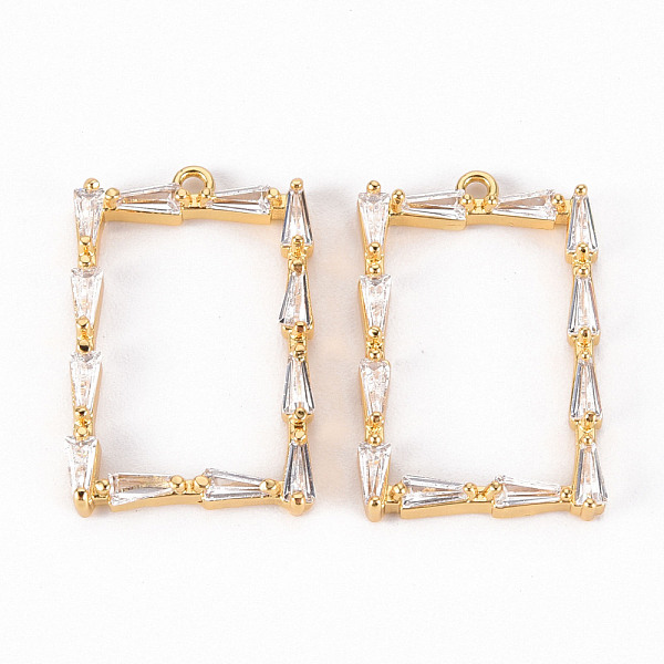

PandaHall Brass Micro Pave Clear Cubic Zirconia Pendants, Rectangle, Real 18K Gold Plated, 23x15x3mm, Hole: 1.2mm Brass+Cubic Zirconia...