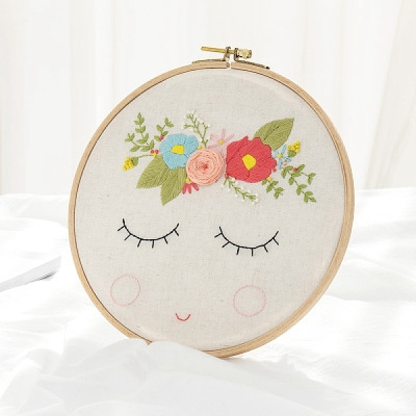 

PandaHall Flower Pattern DIY Embroidery Kit, including Embroidery Needles & Thread, Cotton Linen Cloth, Tomato, 270x270mm Cloth Flower Red