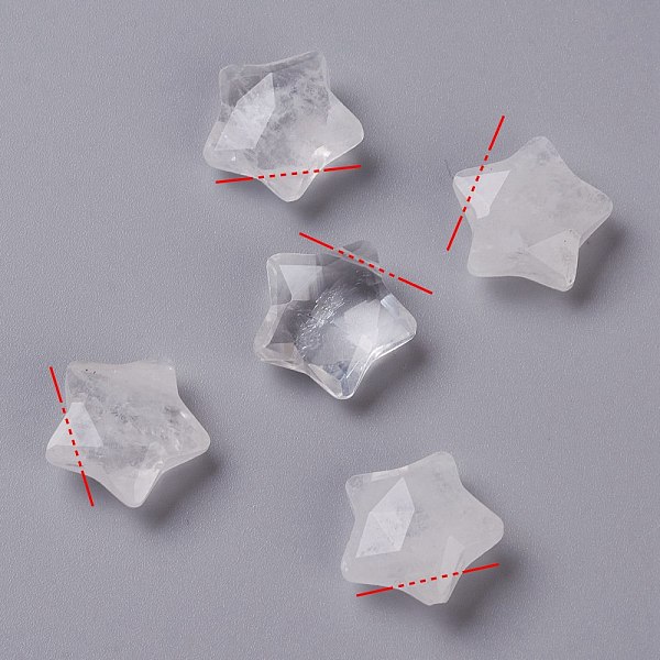

PandaHall Natural Quartz Crystal Charms, Rock Crystal Charms, Star, Faceted, 13~13.5x14~14.5x6~6.5mm, Hole: 0.8mm Quartz Crystal Star