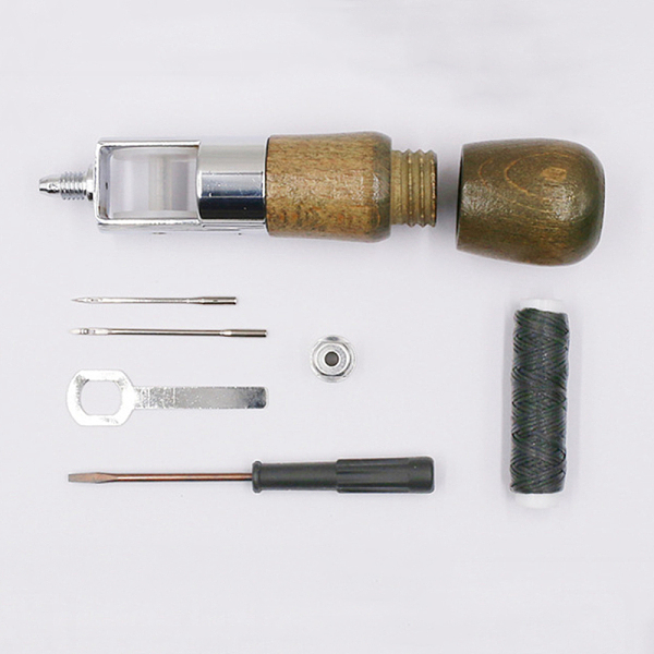 

PandaHall Stainless Steel Sewing Awl Hand Stitcher Repair Tool Kit, with Beechwood Handle, for Leather and Heavy Fabrics, Platinum & Golden...