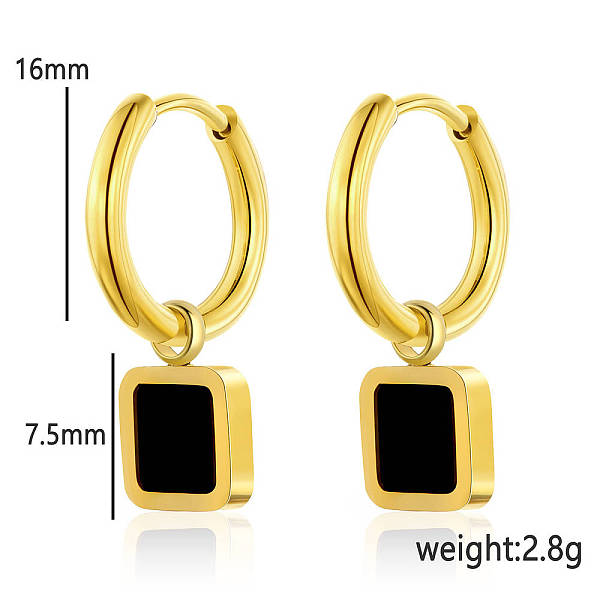 Boucles d'oreilles créoles simples et élégantes en acrylique et acier inoxydable pour les tenues quotidiennes des femmes