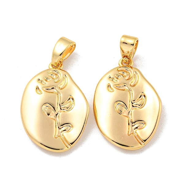 

PandaHall Rack Plating Brass Pendants, Oval, Real 18K Gold Plated, 19x13x2.5mm, Hole: 2.5x5mm Brass Oval