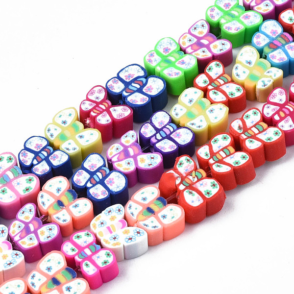 

PandaHall Handmade Polymer Clay Bead Strands, Butterfly, Mixed Color, 5.5~8.5x8~11x4~6.5mm, Hole: 1.6mm, about 38~40pcs/strand, 11.02..., Multicolor