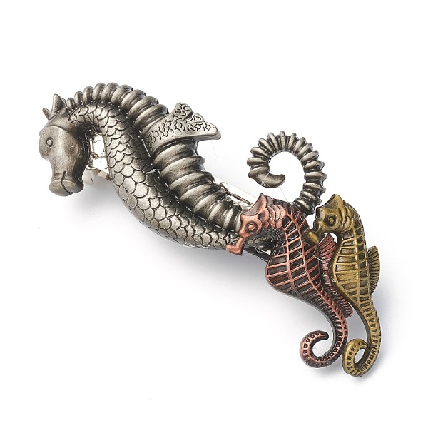 

PandaHall Punk Vintage Hair Accessories, Tibetan Style Alloy Hair Barrette, Sea Hore, Mixed Color, 96x44x19mm Alloy