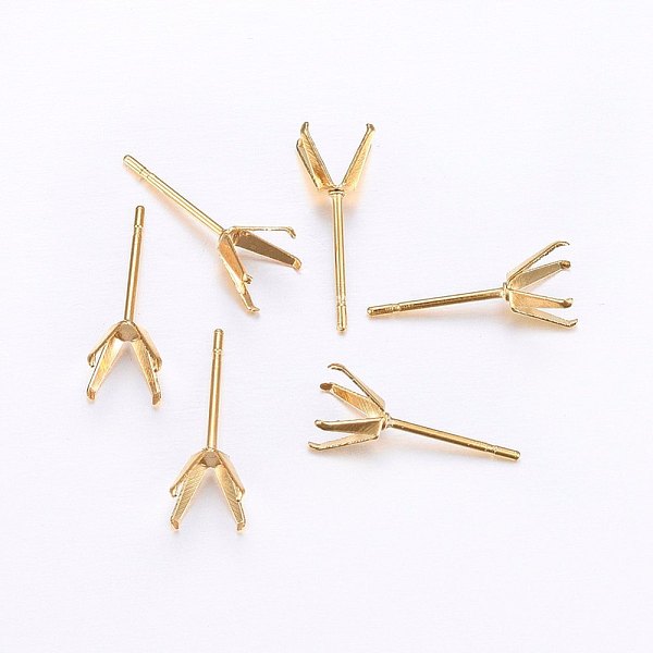 

PandaHall 304 Stainless Steel Prong Earring Settings, Stud Earring Findings, Golden, Tray: 6.5x6.5mm, Pin: 0.8mm 304 Stainless Steel Others