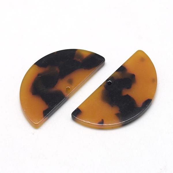 

PandaHall Cellulose Acetate(Resin) Semi Circle Pendants, Half Round, Goldenrod, 37x18x2.5mm, Hole: 1.5mm Cellulose Acetate Half Round Gold