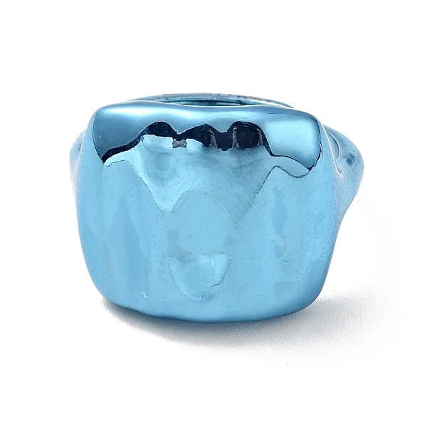 

PandaHall Brass Rectangle Signet Adjustable Ring for Women, Cadmium Free & Lead Free, Light Sky Blue, US Size 5 1/4(15.9mm) Brass