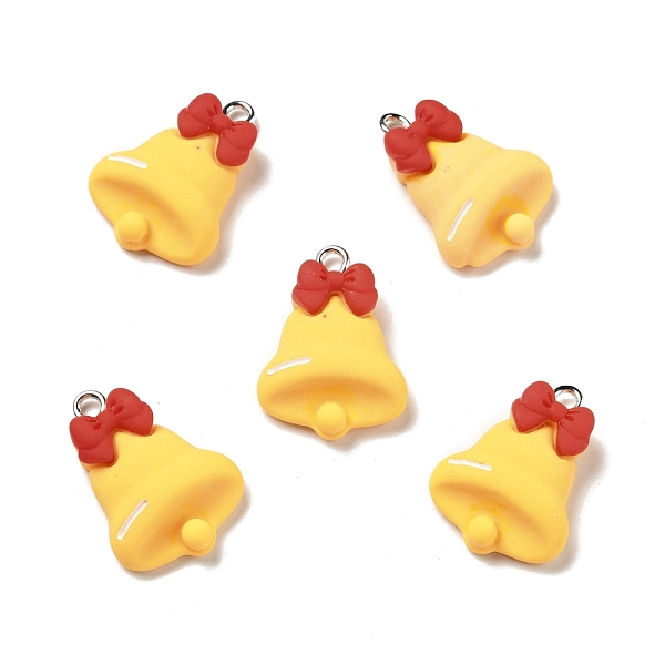 

PandaHall Christmas Opaque Resin Pendants, with Platinum Tone Iron Loops, Bell Charm, Gold, 24x17x6.5mm, Hole: 2x2.3mm Iron+Resin Bell Gold