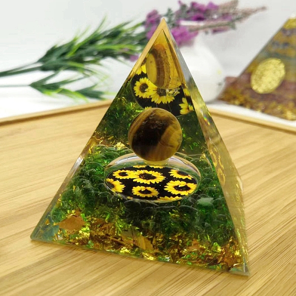 Resin Orgonite Pyramids  With  Ball