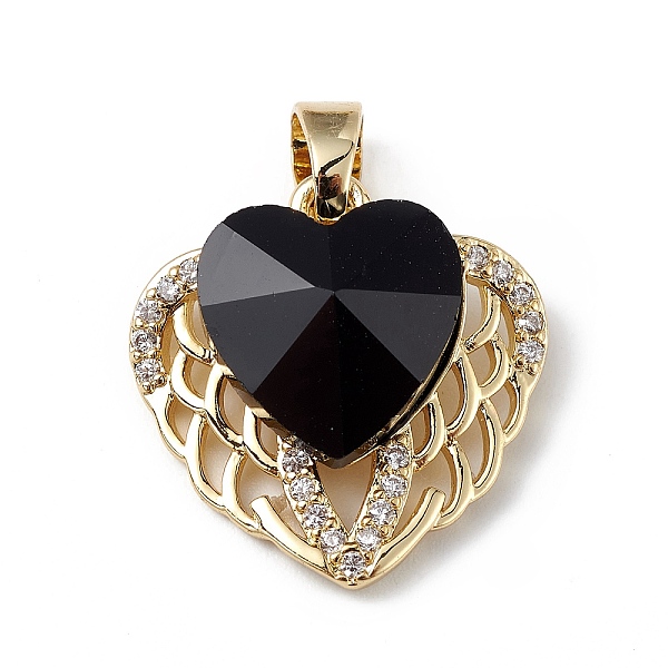 

PandaHall Real 18K Gold Plated Rack Plating Brass Micro Pave Clear Cubic Zirconia Pendants, with Glass, Long-Lasting Plated, Cadmium Free &..., Black
