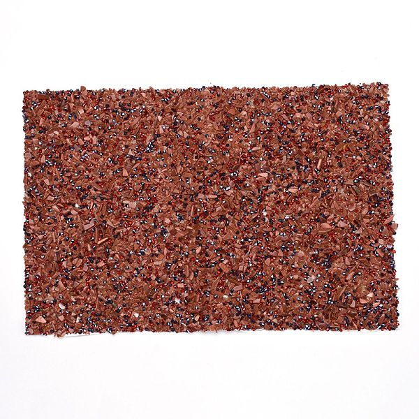PandaHall Synthetic Goldstone & Seed Beads Self-Adhesive Patches, Appliques, Costume Accessories, for Clothes, Bag Pants, Shoes, Cellphone...