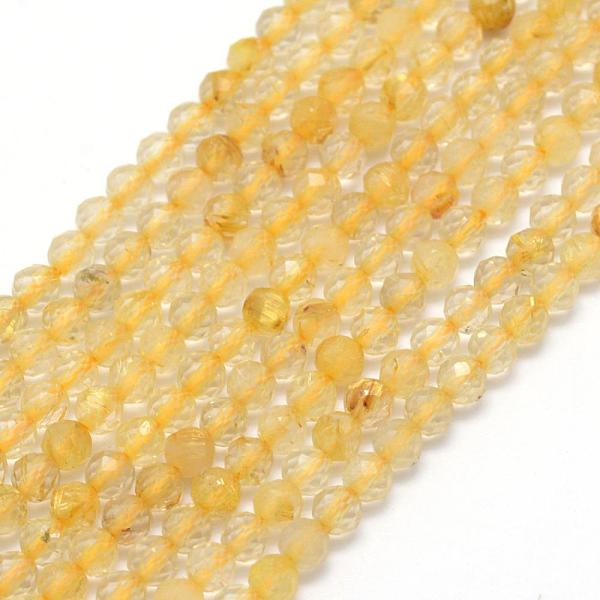 

PandaHall Natural Gold Rutilated Quartz Beads Strands, Round, Faceted, 3mm, Hole: 0.5mm, about 113pcs/strand, 15.35 inch(39cm) Rutilated...