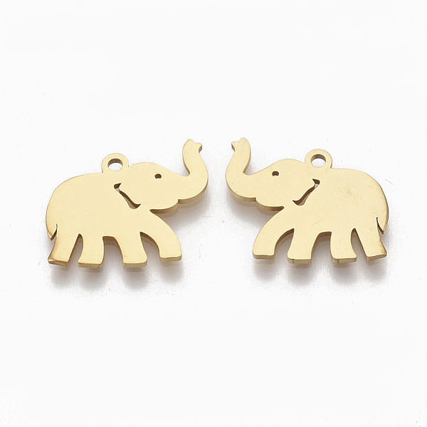 

PandaHall 201 Stainless Steel Charms, Elephant, Golden, 14x17x1mm, Hole: 1.4mm 201 Stainless Steel Elephant