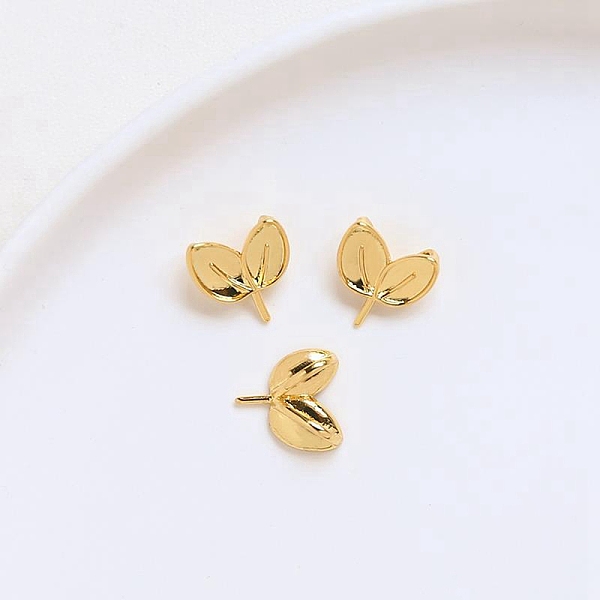 

PandaHall Brass Leaf Pins, for Baroque Pearl Making, Golden, 11x7mm Brass