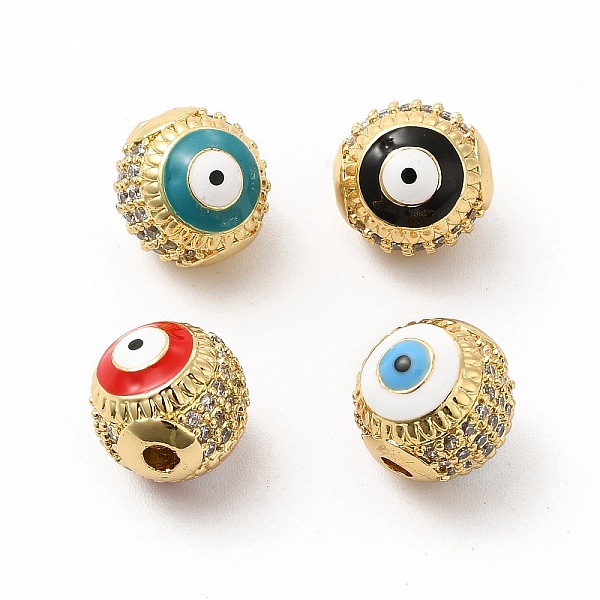 

PandaHall Brass Micro Pave Cubic Zirconia Beads, with Enamel Evil Eye, Round, Golden, Mixed Color, 10mm, Hole: 2mm Brass+Cubic..., Multicolor