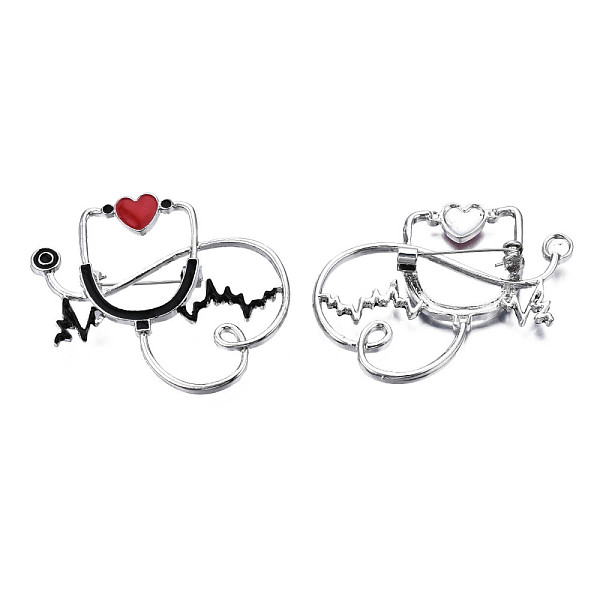 

PandaHall Stethoscope with Heartbeat Enamel Pin, Medical Theme Alloy Badge for Backpack Clothes, Nickel Free & Lead Free, Platinum, Red...