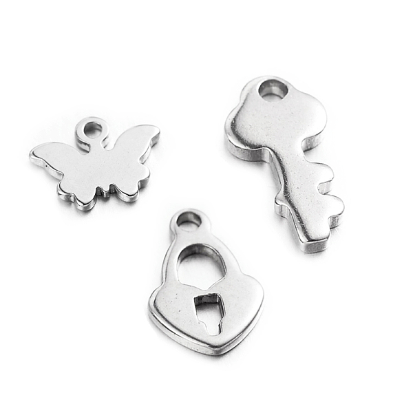 

PandaHall 304 Stainless Steel Charms, Stainless Steel Color, 7~15x6~13x1mm, Hole: 1mm 304 Stainless Steel Others