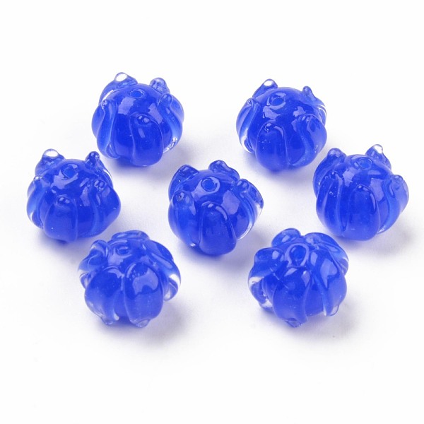 

PandaHall Handmade Bumpy Lampwork Beads, Flower, Blue, 10~11x11~13x11~13mm, Hole: 1.2mm Lampwork Flower Blue