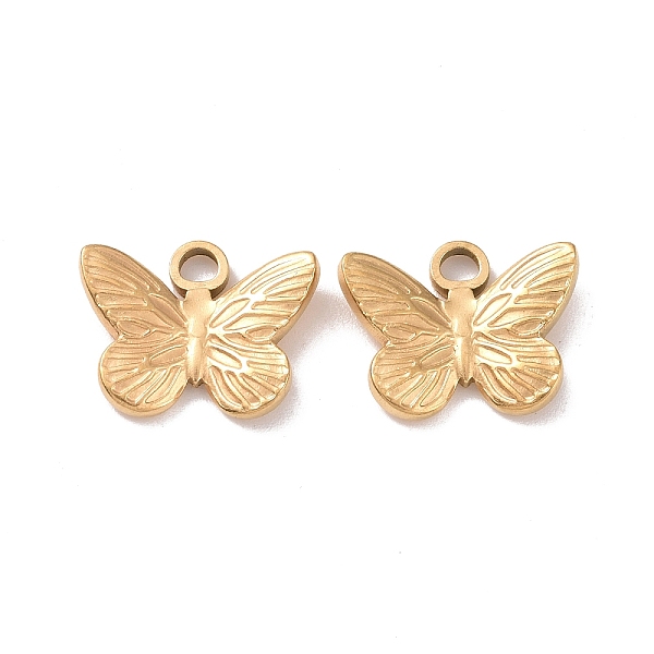 

PandaHall Ion Plating(IP) 304 Stainless Steel Charms, Butterfly, Golden, 12x15x3mm, Hole: 2mm 304 Stainless Steel Butterfly