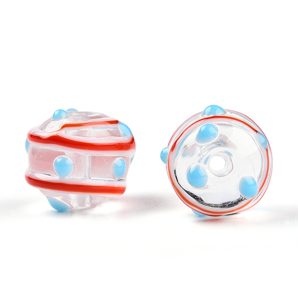 

PandaHall Handmade Bumpy Lampwork Beads, Round, Light Sky Blue, 10~12x9~10mm, Hole: 1.6mm Lampwork Round