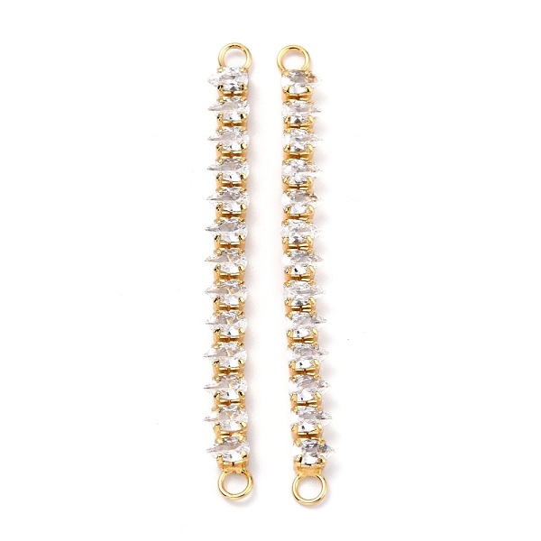 

PandaHall Brass Clear Teardrop Cubic Zirconia Links Connectors, Long-Lasting Plated, Rectangle, Real 18K Gold Plated, 58x3.5~5x3mm, Hole...