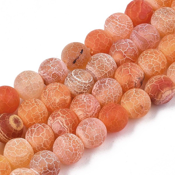 

PandaHall Natural Weathered Agate Beads Strands, Frosted, Dyed, Round, Tomato, 8mm, Hole: 1mm, about 47pcs/strand, 15.7 inch Weathered Agate..., Red