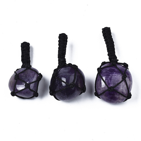 

PandaHall Natural Amethyst Pendants, with Woven TaiWan Nylon Thread, Nuggets, 40~60x20~27x12~24mm, Hole: 10~16mm Amethyst Nuggets