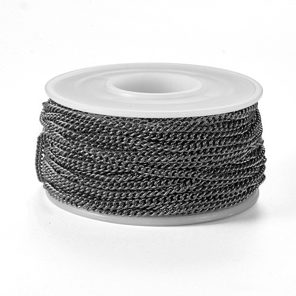 

PandaHall 304 Stainless Steel Twisted Chains Curb Chains, Unwelded, with Spool, Electrophoresis Black, 3x2x0.6mm, about 32.8 Feet(10m)/roll...