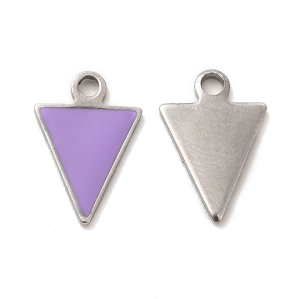 

PandaHall 304 Stainless Steel Enamel Pendants, Triangle Charm, Stainless Steel Color, 13x9x1mm, Hole: 1.6mm Stainless Steel+Enamel Triangle..., Purple